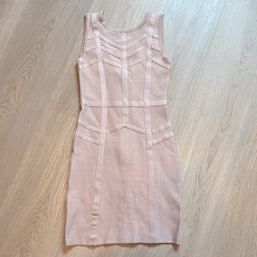 Bebe Blush Pink Bodycon Bandage Fitted Mini Dress Women’s XS Extra Small